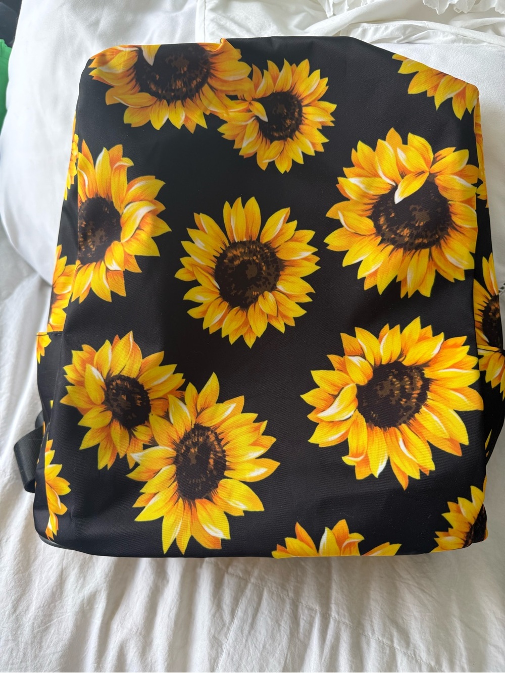 Sunflower Print Black Backpack - Stylish Women’s Backpack